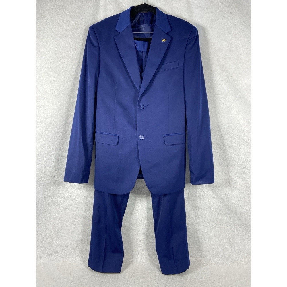 Falcone 3PC Pant Suit Men's 40L Blue Wool Blend Pants 32x30